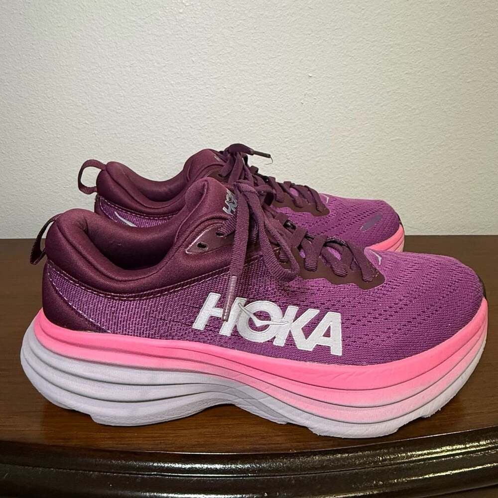 Hoka One One Women's Bondi 8 Running Shoes Beautyberry Grape Wine Size 7.5B - Picture 3 of 12